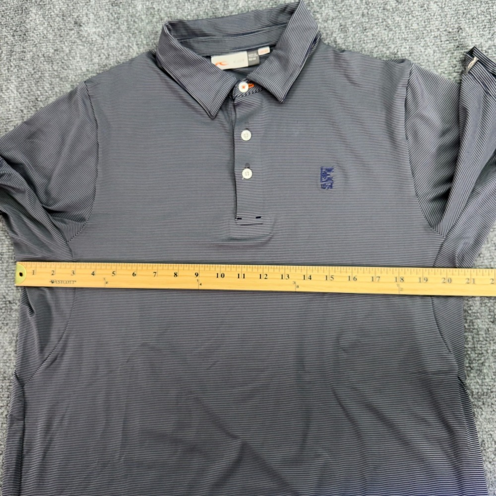 Kjus Polo Shirt Men Medium Gray Navy Stripe Performance Exmoor Country Club 1896 - Picture 11 of 14
